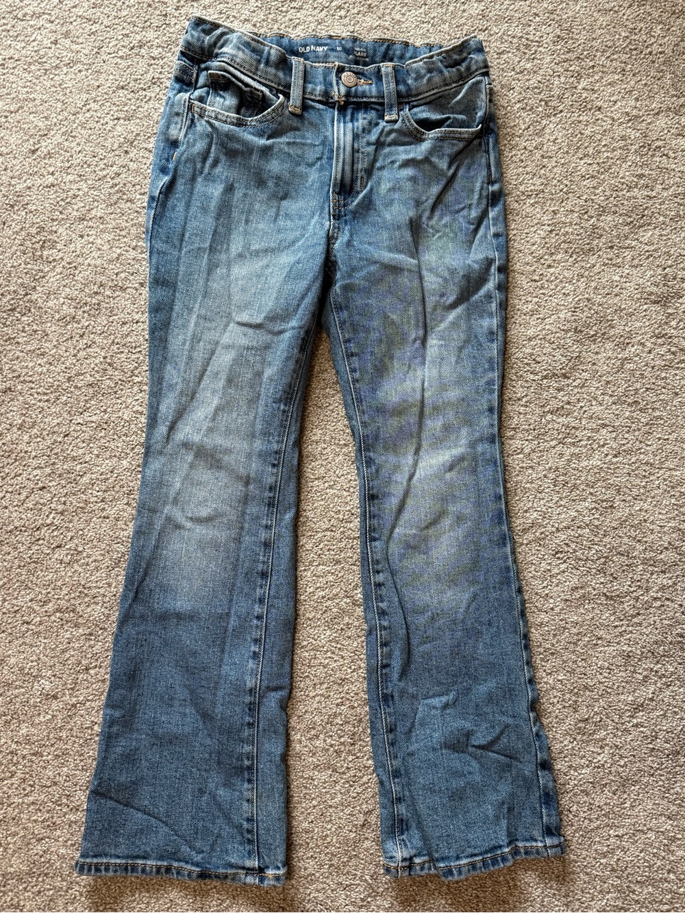 Girls Flare Jeans, Old Navy Size 10 with Adjustable Waist, High Rise Medium Wash